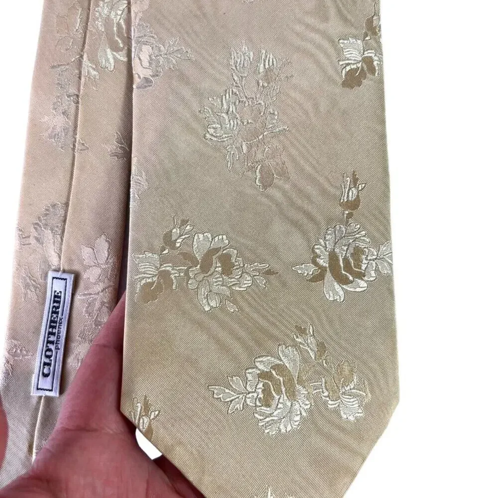 Ermenegildo Zegna Silk Tie Men’s Designer Gold Floral Pattern